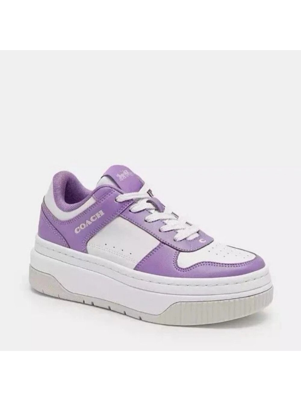 Coach Platform Sneakers Women's Size 9 Iris/Optic White Leather Lace up Outdoor